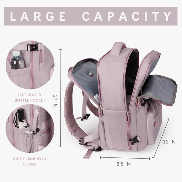 SHRRADOO Travel Laptops Backpack NWOT (Pink khaki) - Picture 2 of 11